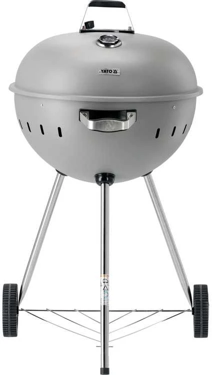 Toya Sa Poland Apvalus anglies grilis, lauko gaminimui, didelis 54 cm kepimo paviršius, nešiojamas sodo grilis, pilkas BBQ