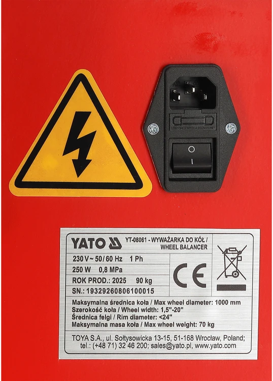 Toya Sa Poland Automatinės ratų balansavimo staklės | 10–24 col. | lazeris | 250 W (YT-08061)