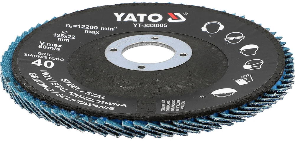 Toya Sa Poland Cirkonio lapelinis šlifavimo diskas | P40 | 125 x 22 mm (YT-833005)