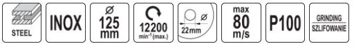 Toya Sa Poland Cirkonio žiedlapinis šlifavimo diskas | P100 | 125 × 22 mm (YT-833008)