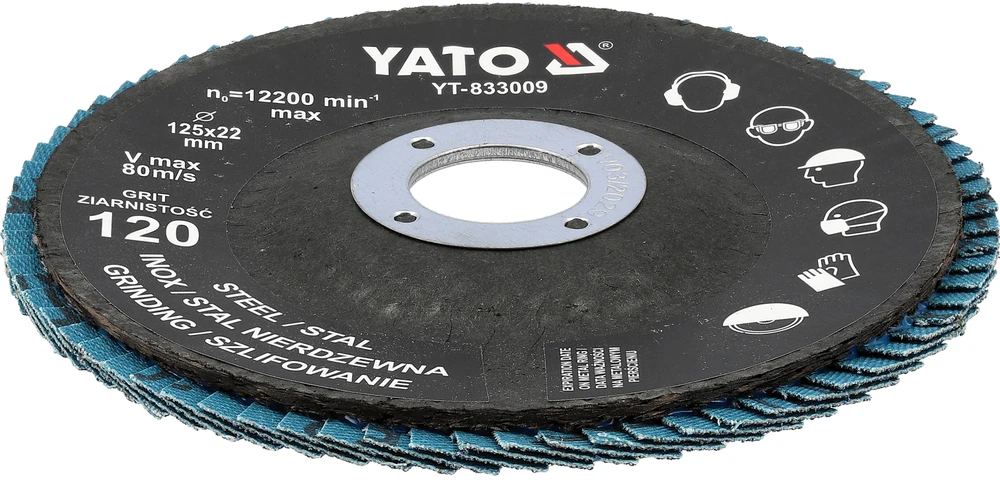 Toya Sa Poland Cirkonio žiedlapinis šlifavimo diskas | P120 | 125 × 22 mm (YT-833009)