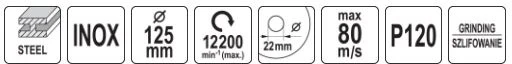 Toya Sa Poland Cirkonio žiedlapinis šlifavimo diskas | P120 | 125 × 22 mm (YT-833009)