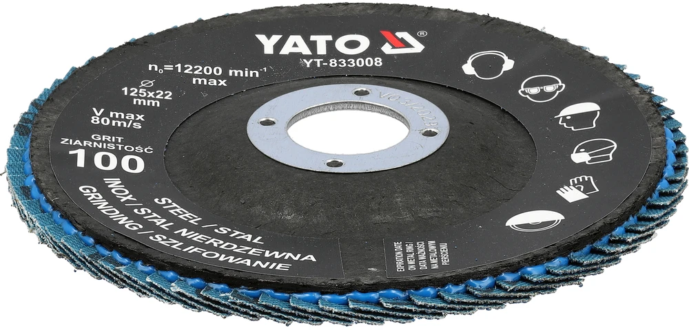 Toya Sa Poland Cirkonio žiedlapinis šlifavimo diskas | P100 | 125 × 22 mm (YT-833008)