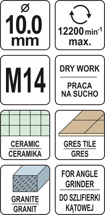 YATO CROWN M14 SU lituotu DEimantiniu patobulinimu 10 mm