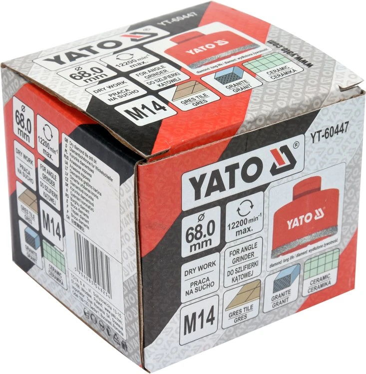 Grąžtas Deimantinė gręžimo karūna sausam pjovimui Yato YT-60447; M14; 68 mm
