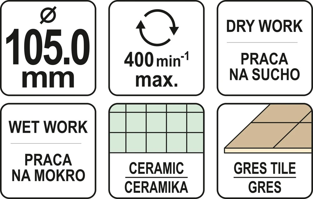 Grąžtas Toya Sa Poland Deimantinė gręžimo karūna Yato YT-60435; 105 mm