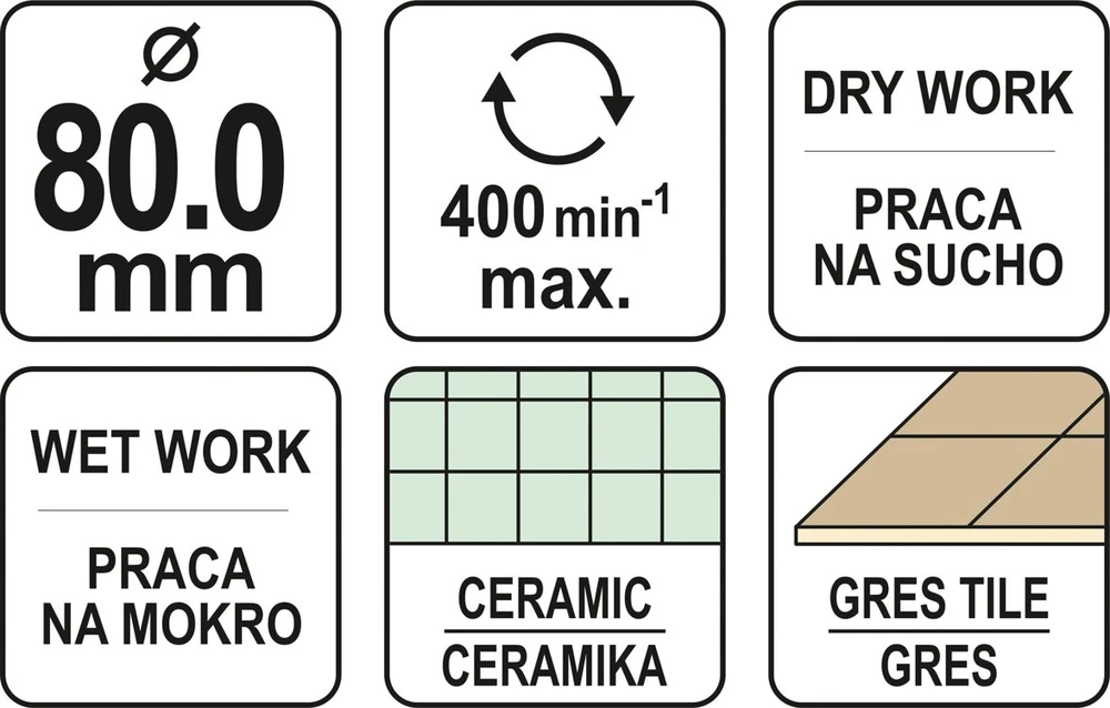 Grąžtas Deimantinė gręžimo karūna Yato YT-60434; 80 mm