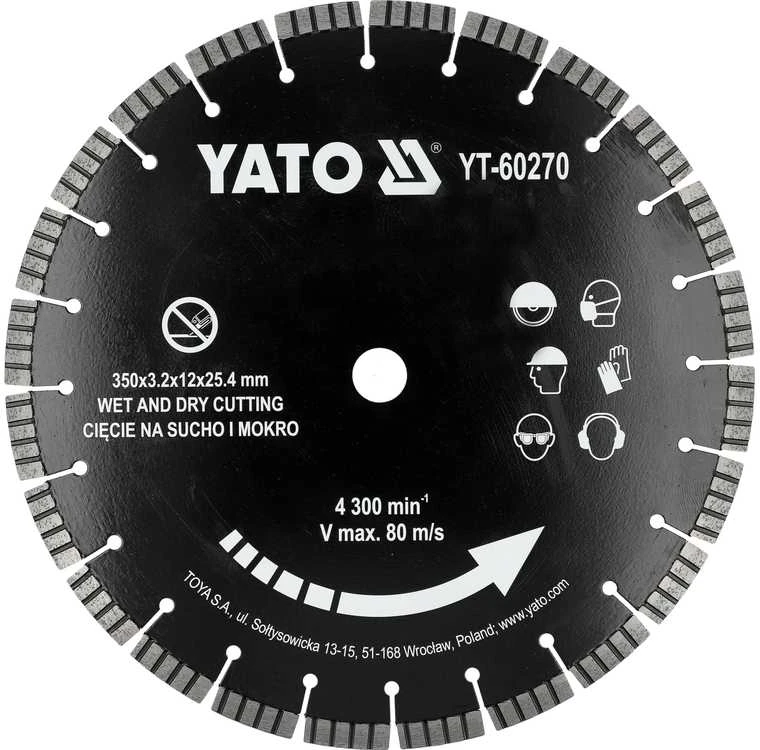 Toya Sa Poland Deimantinis pjovimo diskas gelžbetoniui, akmeniui, granitui | 350 mm, 25.4 mm skylė (YT-60270)