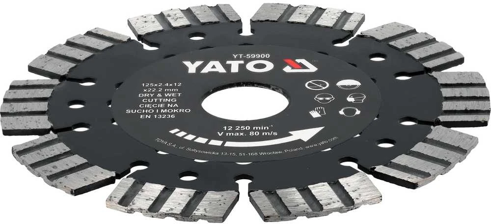 Yato Toya Sa Poland Deimantinis pjovimo diskas gelžbetoniui | 125 × 12 × 22,2 mm (YT-59900)
