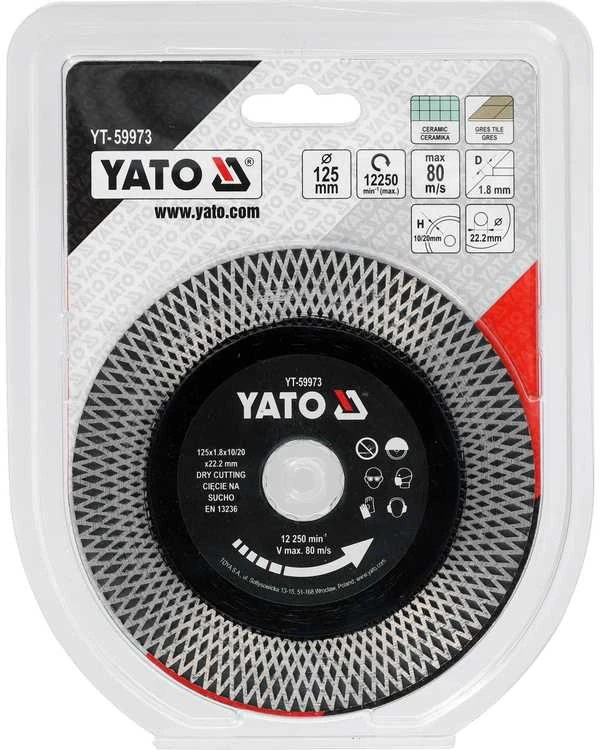 Yato Toya Sa Poland Deimantinis pjovimo diskas keramikai | 125 × 22,23 mm, segmentas 1,8 × 10/20 mm (YT-59973)