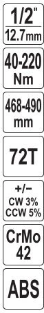 Toya Sa Poland YATO DINAMOMETRINIS RAKTAS 1/2″ 40-220Nm