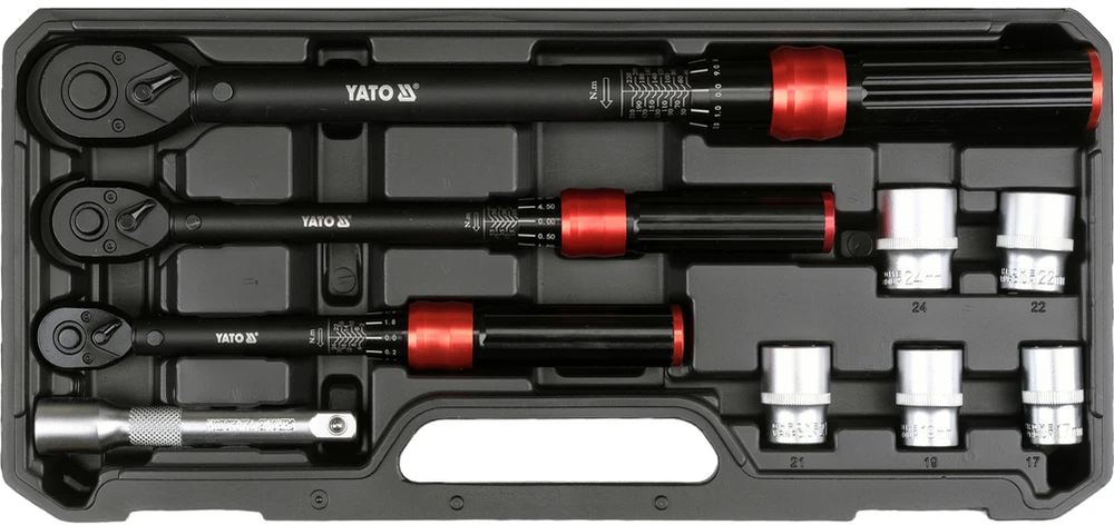 Yato Toya Sa Poland Dinamometrinių raktų rinkinys | 1/4", 3/8", 1/2" | 2–220 Nm | 9 vnt. (YT-07716)