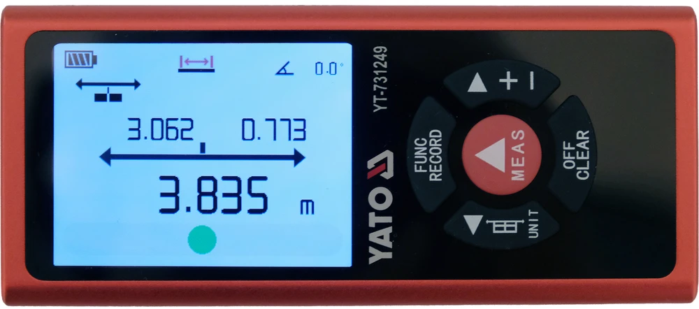 Toya Sa Poland Dvikryptis lazerinis atstumo matuoklis | 2 x 60 m | 120 m | USB-C (YT-731249)