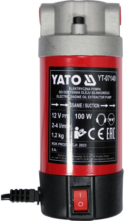 Yato Elektrinis alyvos ištraukimo siurblys 12V, skirtas variklio alyvai, dyzelinio alyvos ištraukimo įrenginys, mazuto siurblys