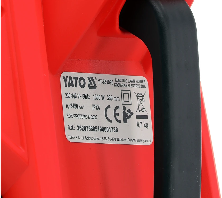 Toya Sa Poland Elektrinė vejapjovė | 1300 W | 330 mm (YT-851990)