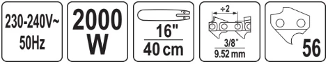 Grandininis pjūklas Yato YT-84871; 2000 W; 40,5 cm juosta