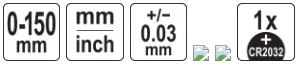 Toya Sa Poland Elektroninis slankmatis | 0–150 mm | ekranas 2,4″ (YT-72020)