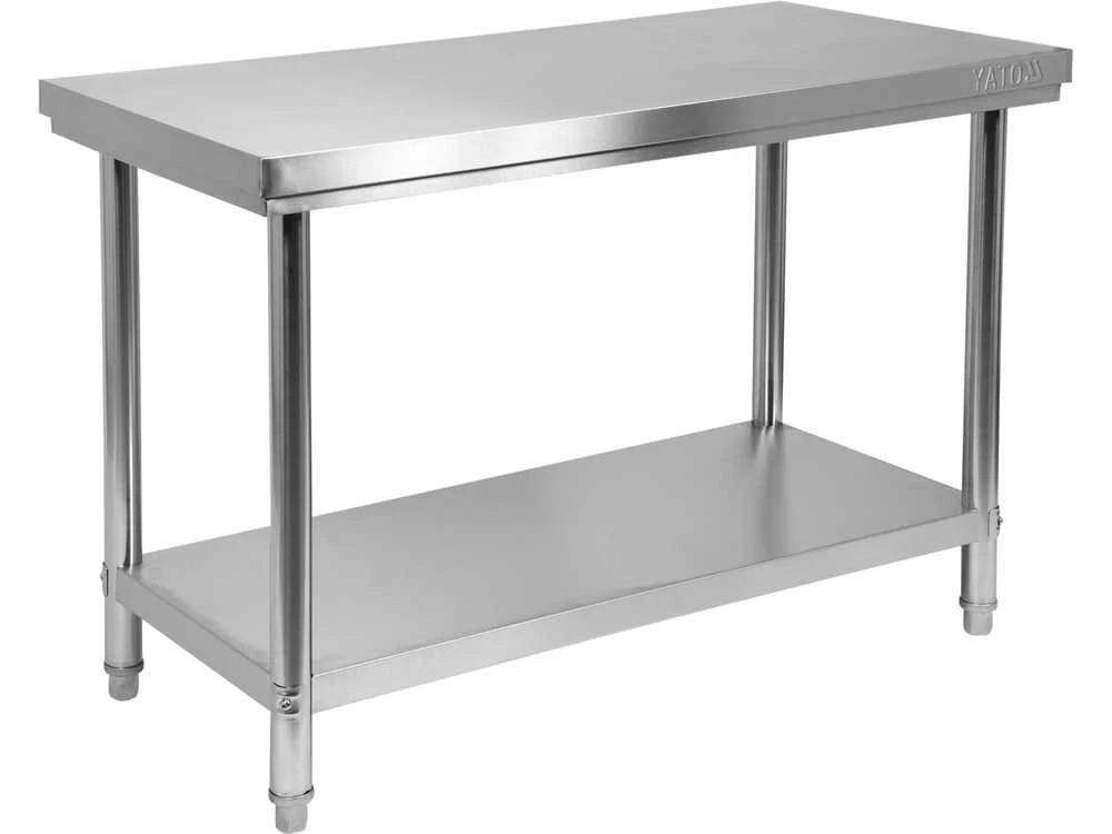 Toya Sa Poland Nerūdijančio plieno centrinis stalas, su lentyna, 1200x700x850 mm, sulankstomas stalas