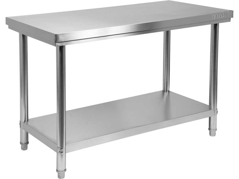 Toya Sa Poland Centrinis stalas su lentyna, 1400x700x850 mm, nerūdijančio plieno darbo stalas