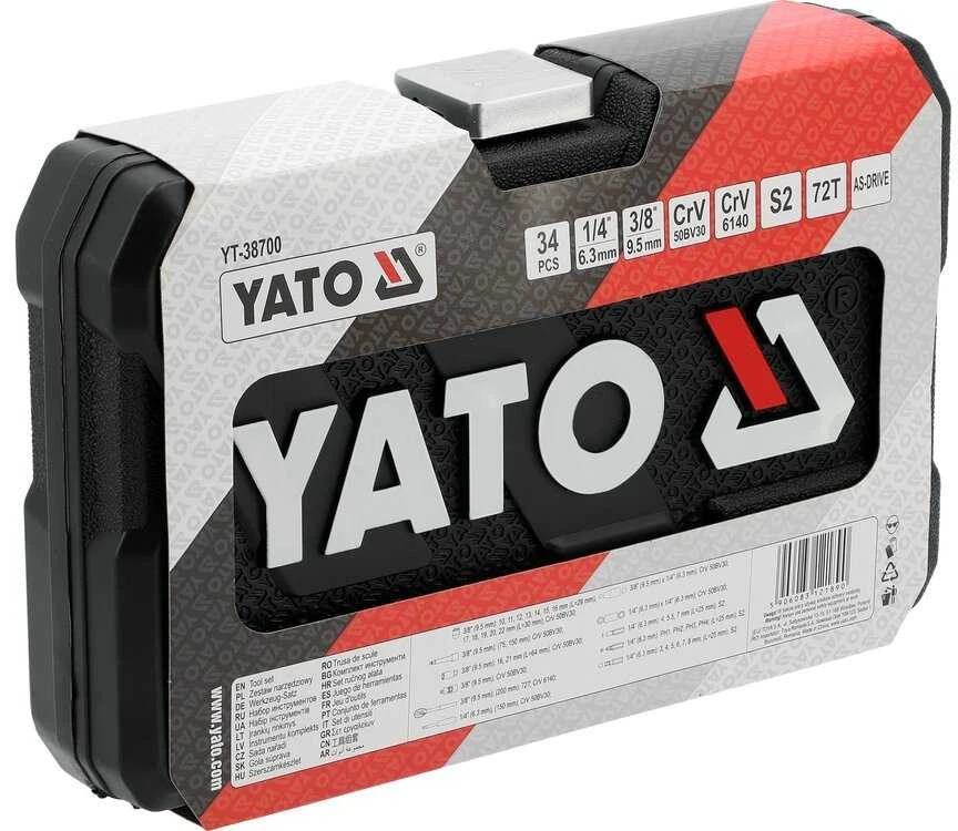 Yato Toya Sa Poland Galvučių ir įrankių rinkinys – profesionalus, AS-Drive – 1/4" + 3/8", 34 vnt (YT-38700)