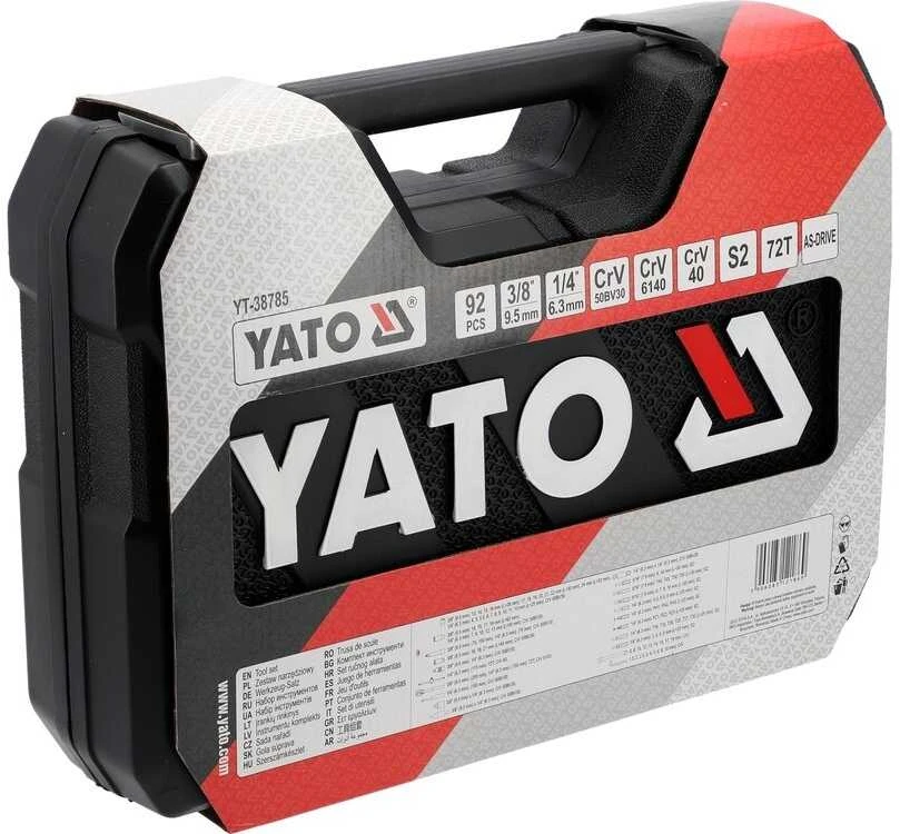 Yato Toya Sa Poland Galvučių ir įrankių rinkinys – AS-Drive, 72 dantų – 1/4" + 3/8", 92 vnt (YT-38785)