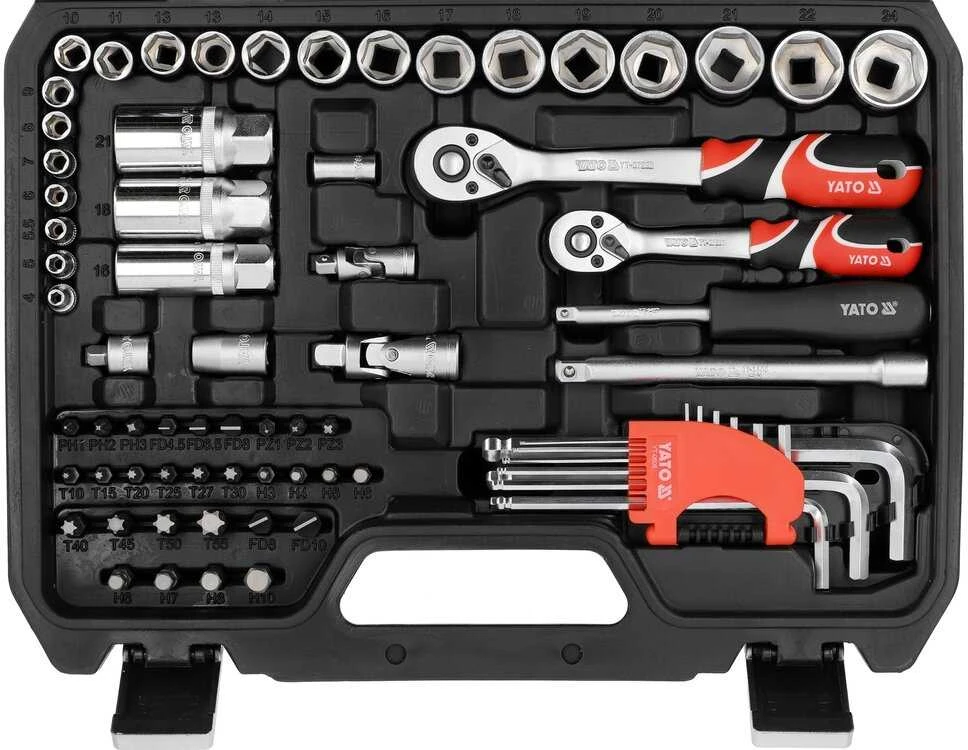 Yato Toya Sa Poland Galvučių ir įrankių rinkinys – AS-Drive, 72 dantų – 1/4" + 3/8", 92 vnt (YT-38785)