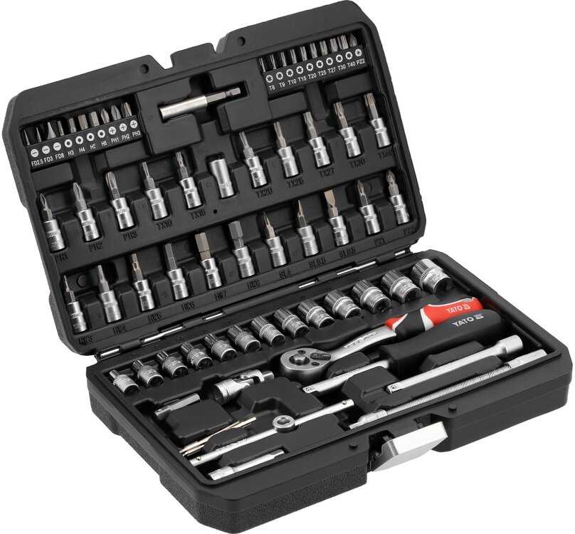 Yato Toya Sa Poland Galvučių su terkšle rinkinys – profesionalus, AS-Drive – 1/4", 68 vnt (YT-14502)