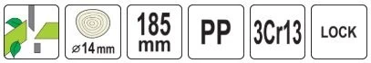 Toya Sa Poland Genėjimo žirklės žirklinio tipo Basic užapvalintais ašmenimis 185 mm (YT-88063)