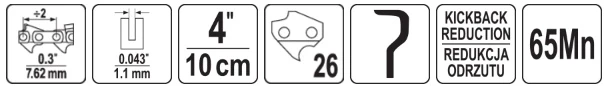 Grandinė pjūklui 0,043" 4" 26 Yato