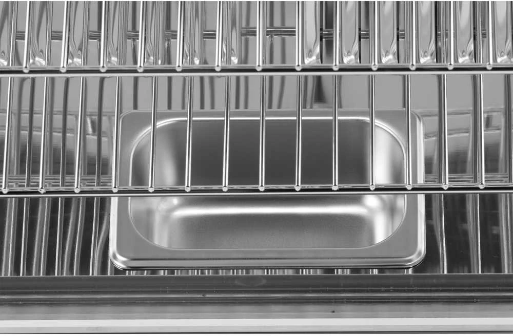 Toya Sa Poland Šildoma vitrina | pastatoma | 160 l | 1500 W | 856 × 568 × 686 mm | 30–90 °C | 3 lentynos | stumdomos durys | nerūdijantis plienas ir stiklas | LED | vandens talpa drėgmei (YG-04981)