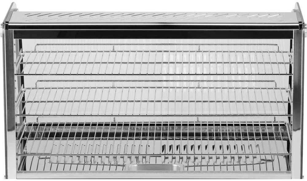 Toya Sa Poland Šildoma vitrina | pastatoma | 160 l | 1500 W | 856 × 568 × 686 mm | 30–90 °C | 3 lentynos | stumdomos durys | nerūdijantis plienas ir stiklas | LED | vandens talpa drėgmei (YG-04981)