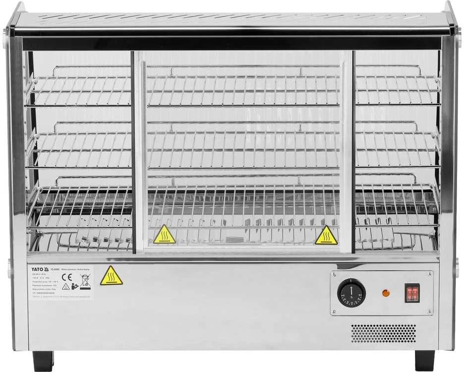 Toya Sa Poland Šildoma vitrina | pastatoma | 160 l | 1500 W | 856 × 568 × 686 mm | 30–90 °C | 3 lentynos | stumdomos durys | nerūdijantis plienas ir stiklas | LED | vandens talpa drėgmei (YG-04981)