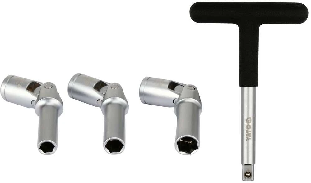 Toya Sa Poland Kaitinimo žvakių galvučių rinkinys – su kardano jungtimis – 3/8", 8–10 mm, 4 vnt (YT-05347)