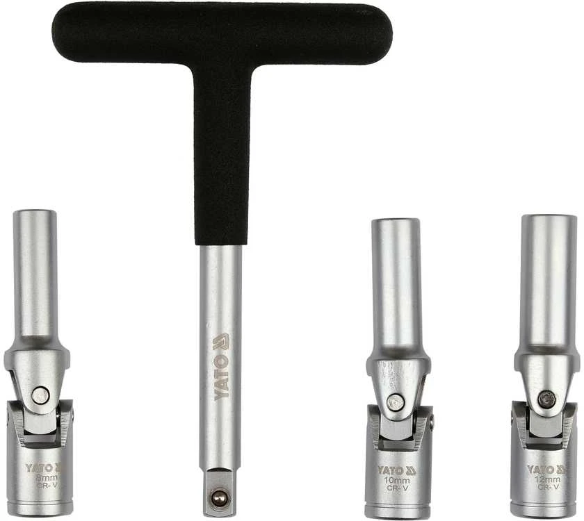 Toya Sa Poland Kaitinimo žvakių galvučių rinkinys – su kardano jungtimis – 3/8", 8–10 mm, 4 vnt (YT-05347)