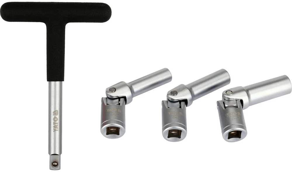 Toya Sa Poland Kaitinimo žvakių galvučių rinkinys – su kardano jungtimis – 3/8", 8–10 mm, 4 vnt (YT-05347)
