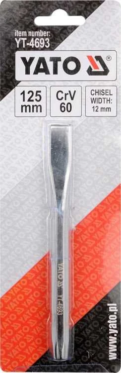 Toya Sa Poland Kaltas plokščias – CrV60, veidrodinis chromas – 125 mm / 12 mm (YT-4693)