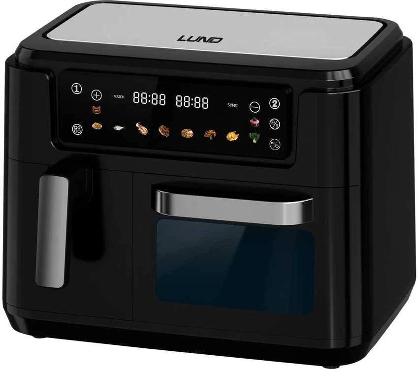 Lund Toya Sa Poland Karšto oro gruzdintuvė dviguba | be aliejaus, juoda | 2400 W, 3.5 L + 7.5 L (67564)