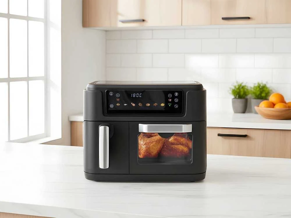 Lund Toya Sa Poland Karšto oro gruzdintuvė dviguba | be aliejaus, juoda | 2400 W, 3.5 L + 7.5 L (67564)