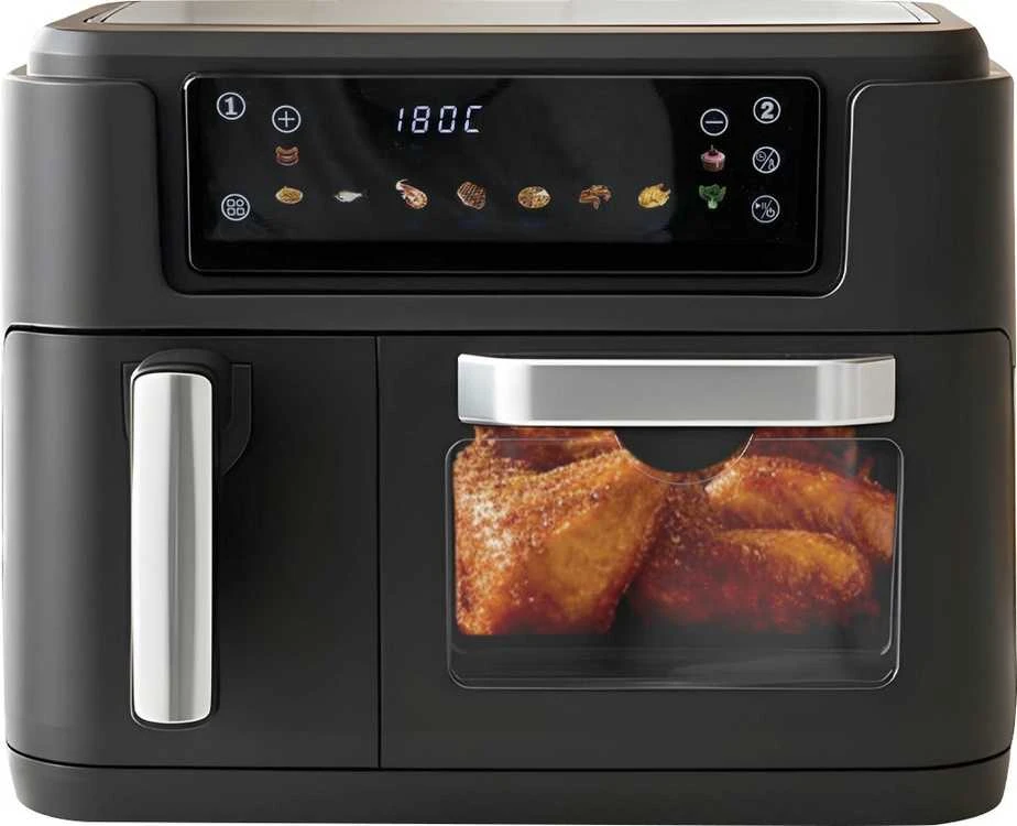Lund Toya Sa Poland Karšto oro gruzdintuvė dviguba | be aliejaus, juoda | 2400 W, 3.5 L + 7.5 L (67564)