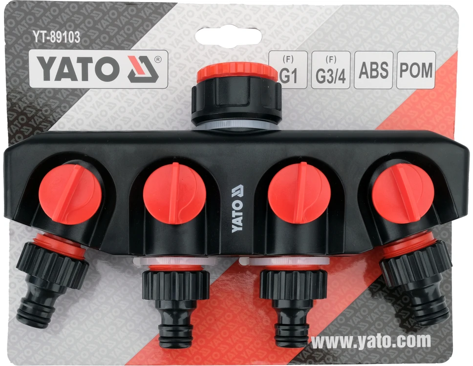 Yato Toya Sa Poland Keturgubas čiaupo adapteris | G3/4 ir G1 | 4 išėjimai (YT-89103)