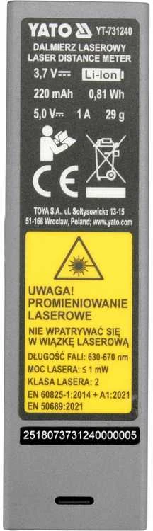 Yato Toya Sa Poland Kišeninis lazerinis atstumo matuoklis | 0,05–30 m (YT-731240)