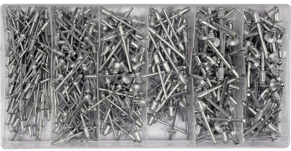 Yato Toya Sa Poland Kniedžių rinkinys dėžutėje | aliumininės aklios kniedės mix | Ø 2,4–4,8 mm | 400 vnt. (YT-36420)