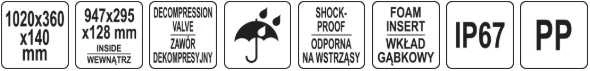 Yato Toya Sa Poland Lagaminas | atsparus smūgiams, hermetiškas | 1000X350X140 mm (YT-08893)
