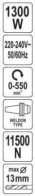 Toya Sa Poland Magnetinės gręžimo staklės | 1300W | elektromagnetinė bazė | 3/4" (YT-820501)