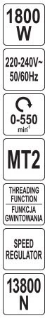 Toya Sa Poland Magnetinės gręžimo staklės | 1800W | elektromagnetinė bazė | Morse MT2 (YT-820502)