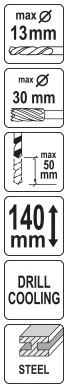 Toya Sa Poland Magnetinės gręžimo staklės | 1050W | Ø30 mm | elektromagnetinė bazė | 3/4" (YT-820500)