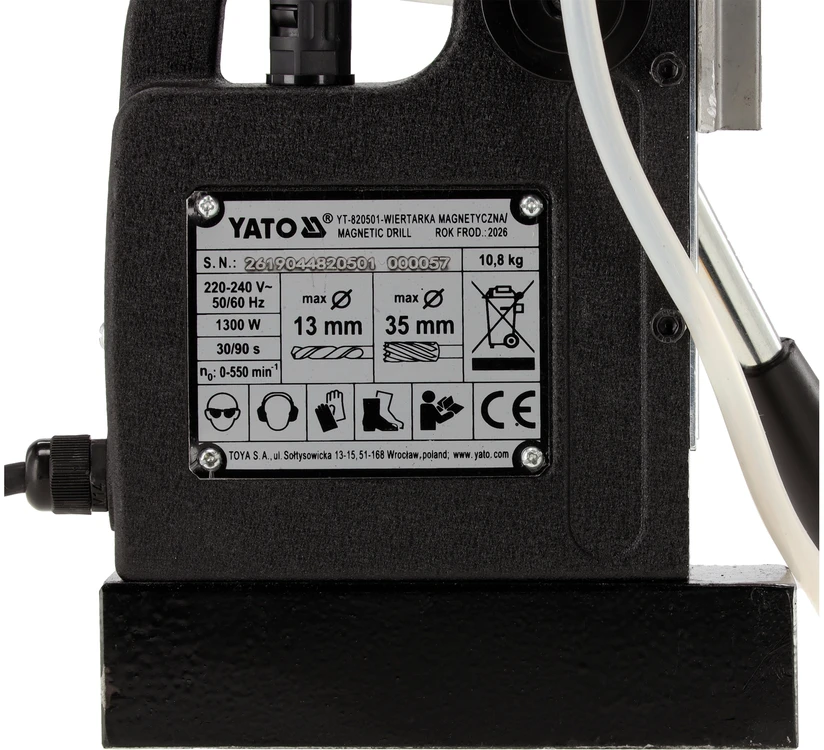 Toya Sa Poland Magnetinės gręžimo staklės | 1300W | elektromagnetinė bazė | 3/4" (YT-820501)