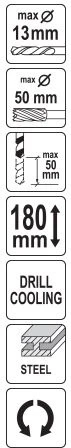 Toya Sa Poland Magnetinės gręžimo staklės | 1800W | elektromagnetinė bazė | Morse MT2 (YT-820502)