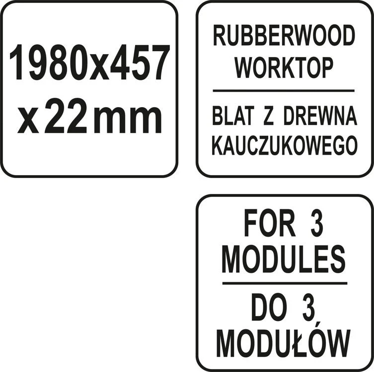 Toya Sa Poland Medinis stalviršis 198x45.7x2.5cm, 3 spintelėms, iš kaučiukmedžio, darbastaliui