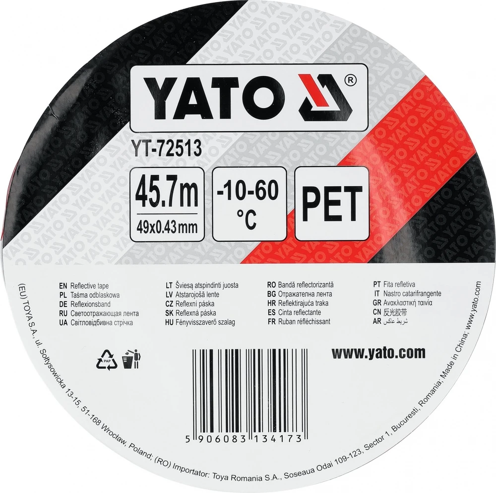 Toya Sa Poland Mikroprizminė atšvaitinė juosta | balta-raudona | 49 mm x 45,7 m (YT-72513)